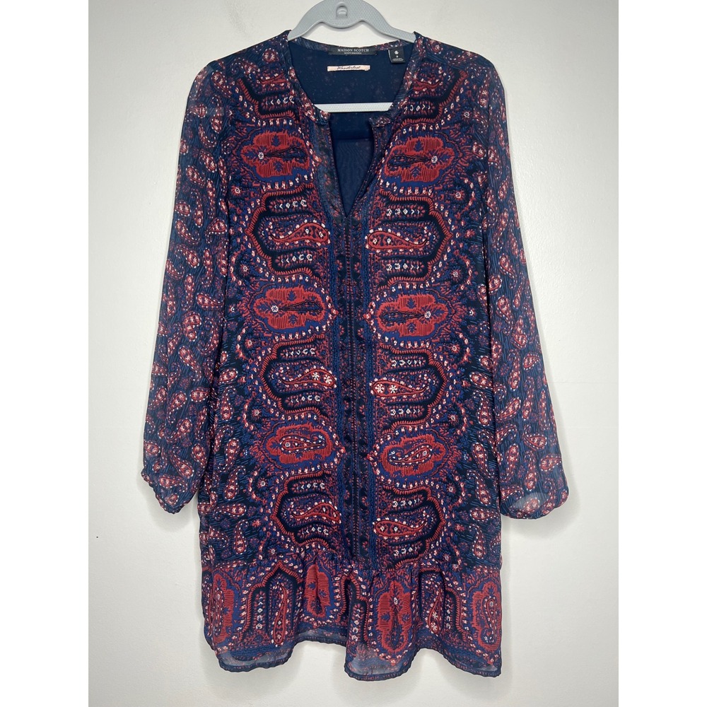 Maison Scotch & Soda Wanderlust Paisley Drop Waist Shift Dress Boho Size 2